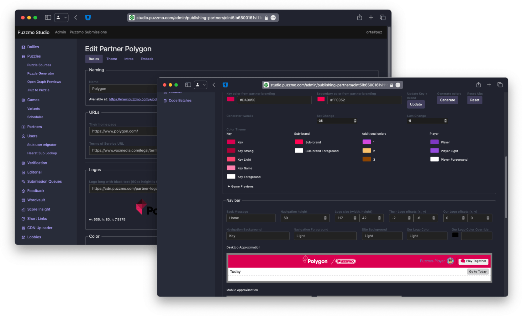 An example of a partner admin change